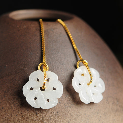 Natural Jade Earrings Jadeite Silver Earrings