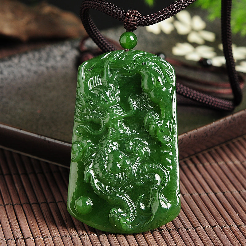 Amazon.co.jp: Chinese Natural Green Hand Carved Dragon Jade Pendant  Fashionable Sutra Jewelry Men Women Zodiac Dragon Necklace (Gem Color: 2) :  Clothing, Shoes & Jewelry
