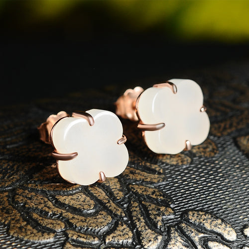 Natural Jade Earrings Nephrite Silver Earrings
