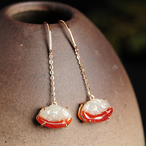 Natural Jade Earrings Jadeite Gold Earrings