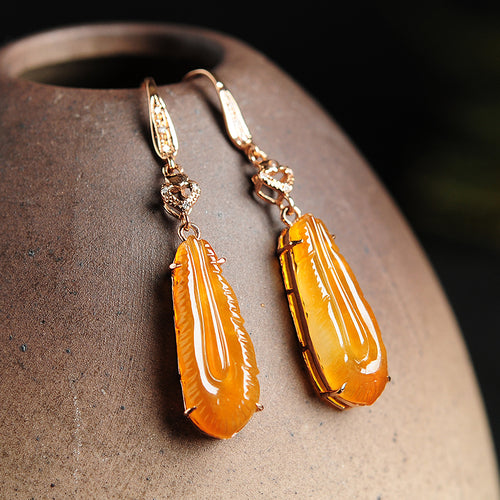 Natural jade earrings jadeite gold earrings
