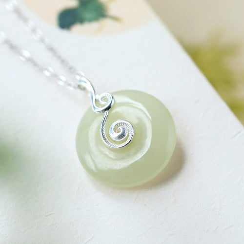 Natural Jade Pendant Nephrite Silver Pendant
