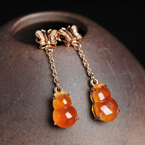 Natural jade earrings jadeite gold earrings