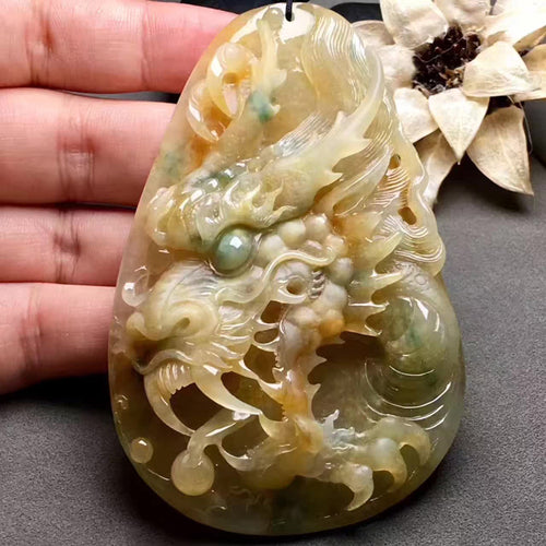 Natural jade jadeite carving collectibles Chinese dragon