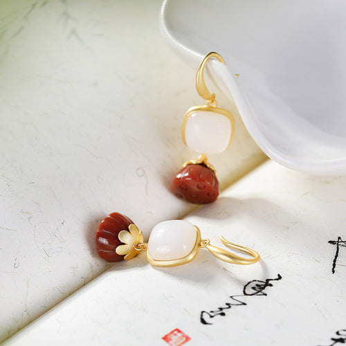 Natural Jade Earrings Nephrite Agate Silver Earrings ZNE364