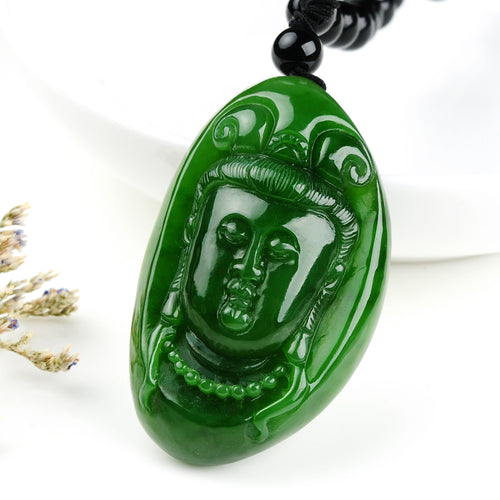 Natural Jade Pendant Nephrite Guanyin Pendant