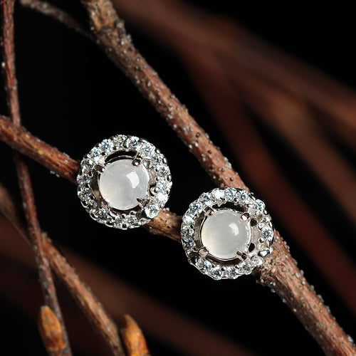 Natural jade earrings jadeite silver earrings