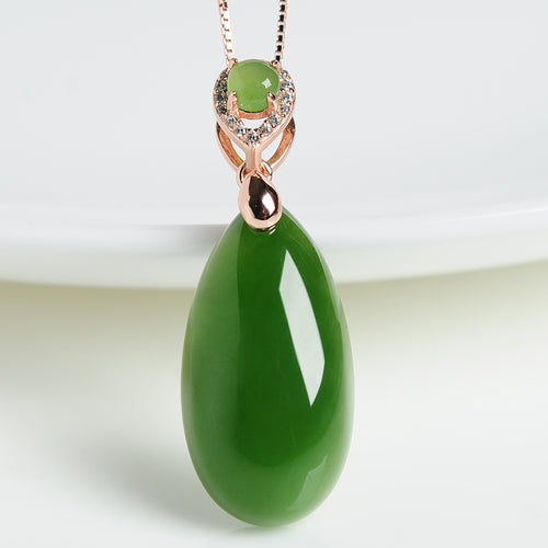 Natural jade pendant nephrite silver pendant necklace