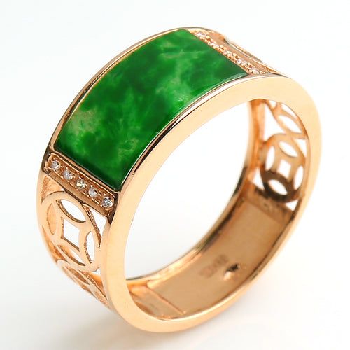 Natural jade ring gold jadeite ring