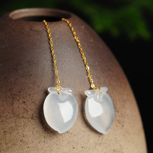 Natural Jade Earrings Jadeite Gold Earrings