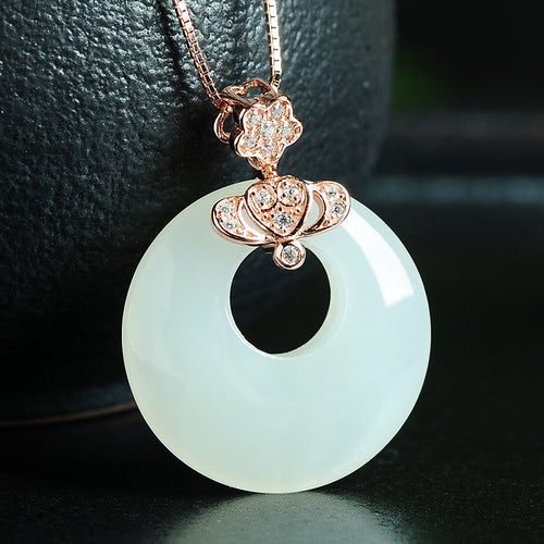 Natural jade pendant nephrite silver pendant necklace
