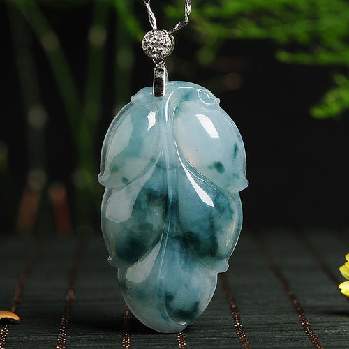 Natural jade pendant jadeite leaf pendant necklace