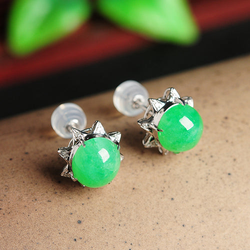 Natural jade earrings jadeite gold earrings