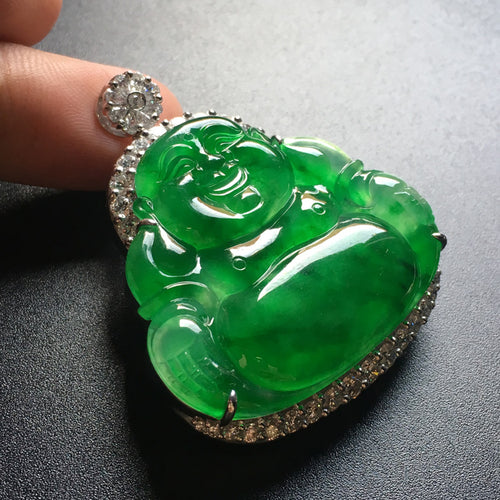 Natural Jade Pendant Jadeite Gold Buddha Pendant