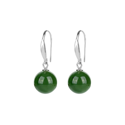 Natural Jade Earrings Nephrite Silver Earrings