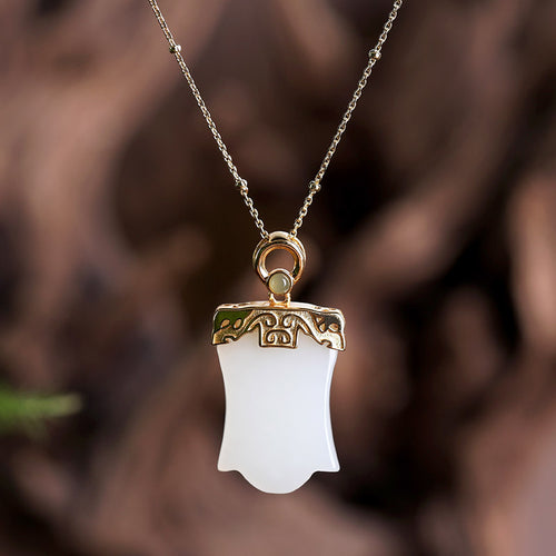 Natural Jade Pendant Nephrite Silver Pendant