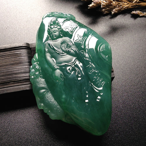 Natural Jade Pendant Jadeite Guan Yin Pendant