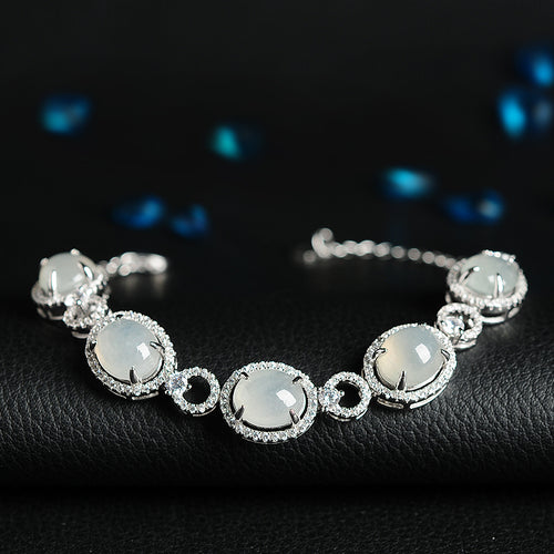 Natural Jade Bracelet Jadeite Silver Bracelet