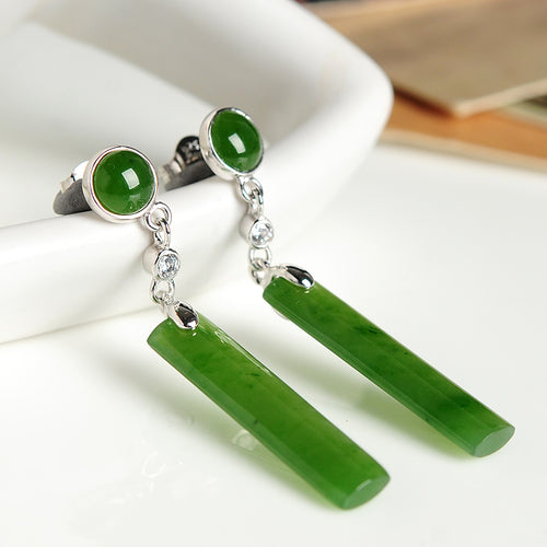 Natural jade earrings silver nephrite earrings wholesale