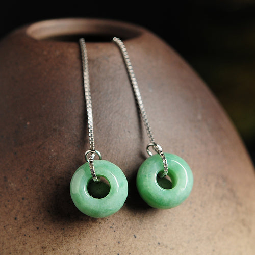 Natural Jade Earrings Jadeite Silver Earrings