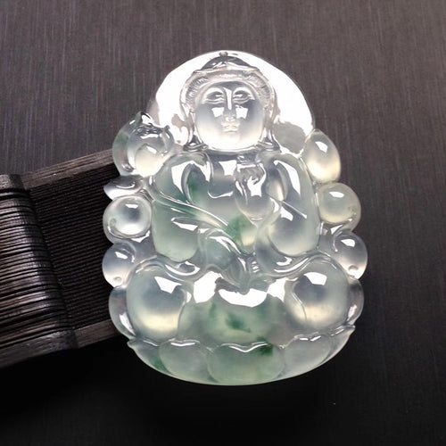 Natural Jade Pendant Jadeite Guan Yin Pendant