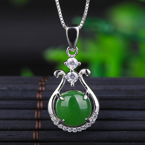 Natural Jade Pendant Nephrite Silver Pendant