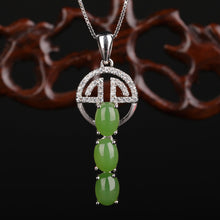 Natural Jade Pendant Nephrite Silver Zircon Key Pendant