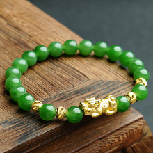 Natural jade green nephrite gold bracelet wholesale