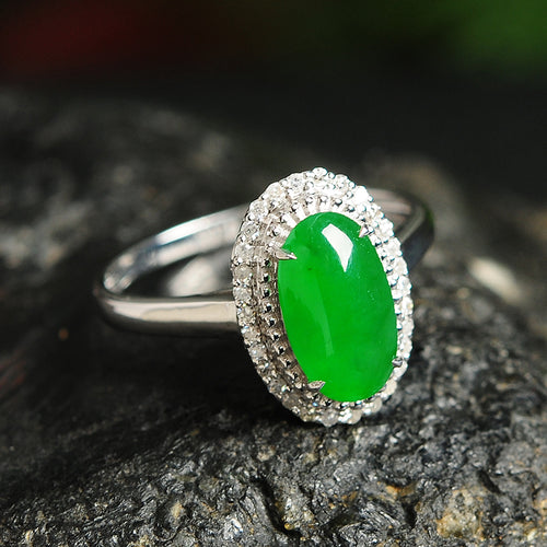 Natural jade ring gold jadeite ring