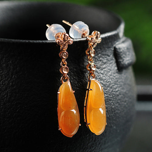 Natural jade earrings jadeite gold earrings