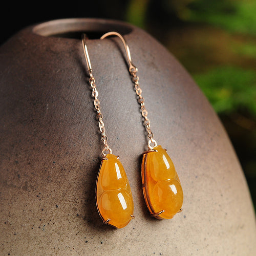 Natural jade earrings jadeite gold earrings