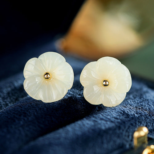 Natural Jade Earrings Nephrite Silver Earrings
