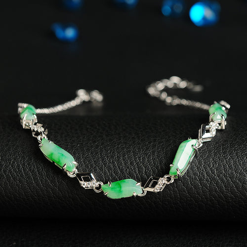 Natural Jade Bracelet Jadeite Silver Bracelet