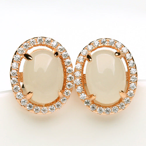 Natural jade earrings silver nephrite earrings wholesale