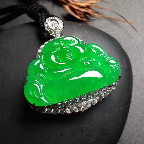 Natural Jade Pendant Jadeite Gold Buddha Pendant