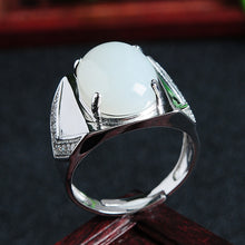 Natural jade ring silver nephrite ring wholesale