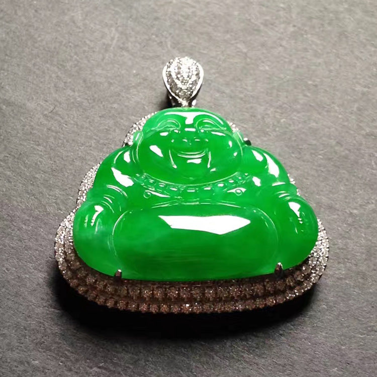 Natural Jade Pendant Jadeite Gold Buddha Pendant