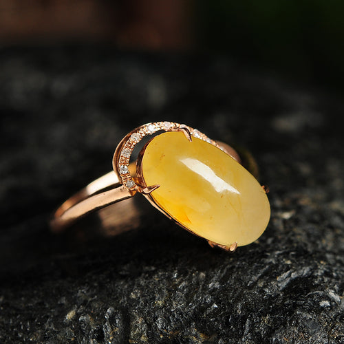 Natural jade ring gold jadeite ring