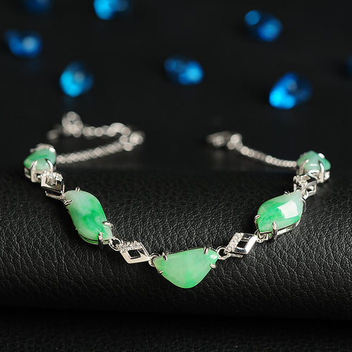 Natural Jade Bracelet Jadeite Silver Bracelet