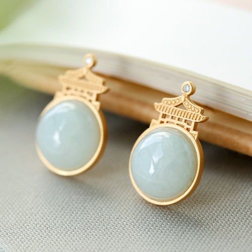 Natural Jade Earrings Jadeite Silver Earrings