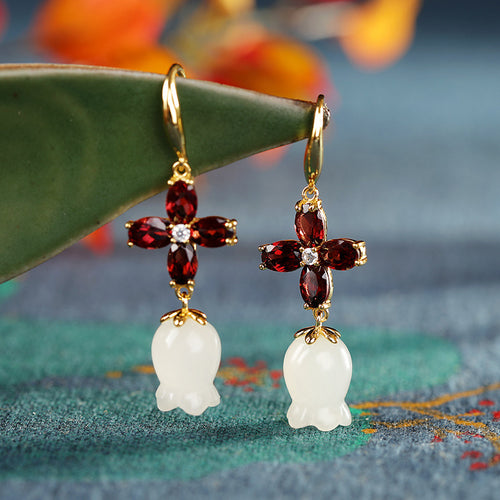 Natural Jade Earrings Nephrite Silver Earrings