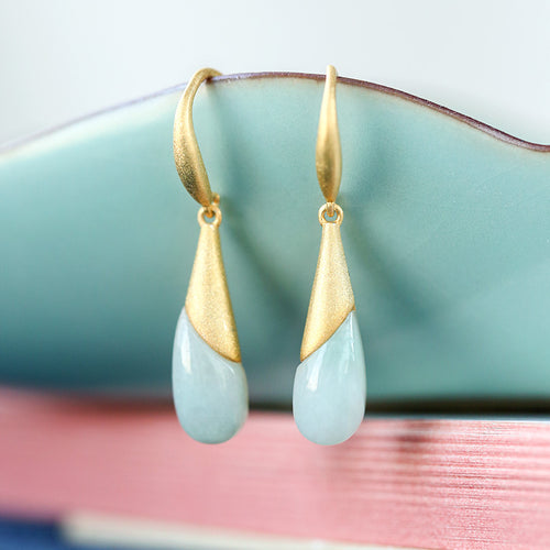 Natural Jade Earrings Jadeite Silver Earrings