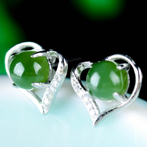 Jade Nephrite Silver Jade Earrings