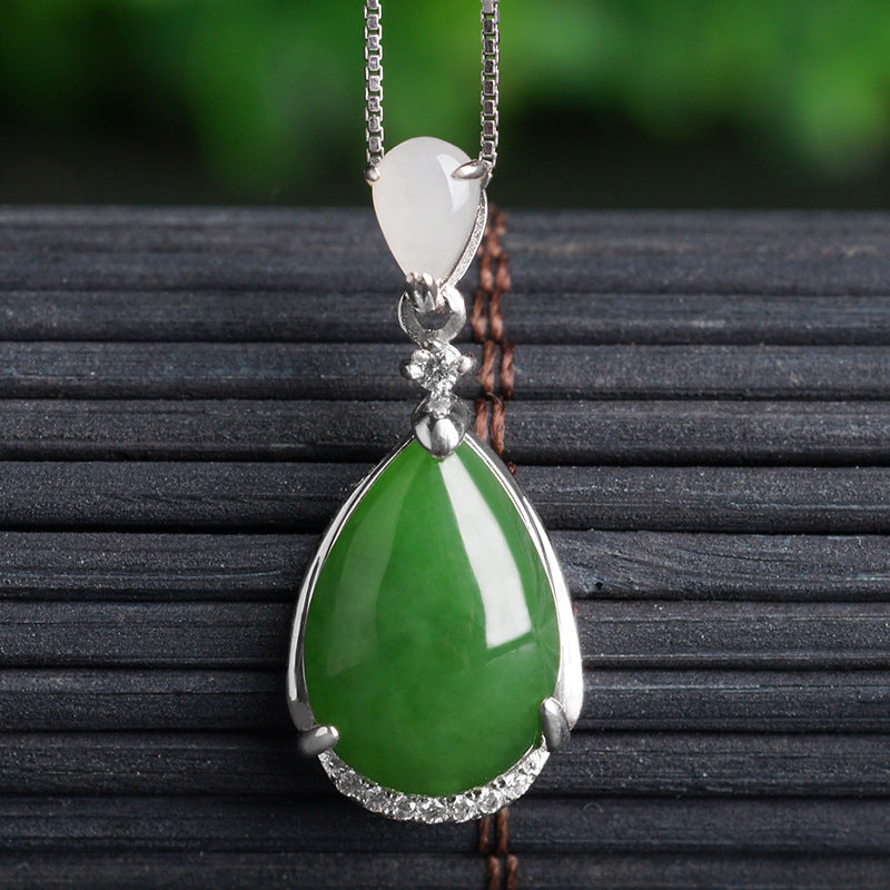Natural Jade Pendant Nephrite Silver Zircon Pendant ZPT192 – Jade