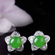 Natural Jade Earrings Nephrite Silver Zircon Earrings