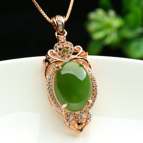 Natural jade pendant nephrite silver pendant necklace