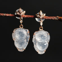 Natural jade earrings jadeite gold kitty earrings