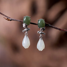 Natural Jade Earrings Nephrite Silver Earrings ZNE488