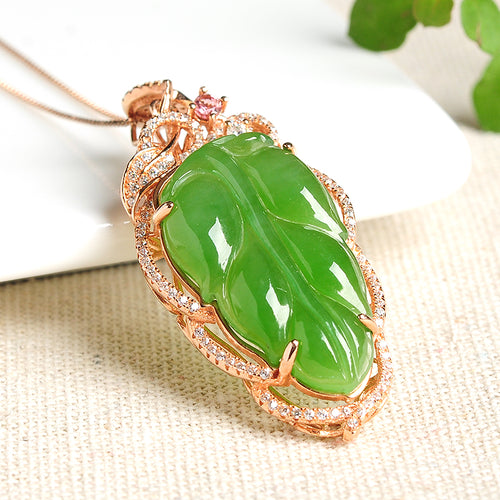 Natural Jade Pendant Nephrite Silver Pendant