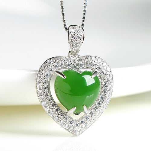 Natural Jade Pendant Nephrite Silver Pendant